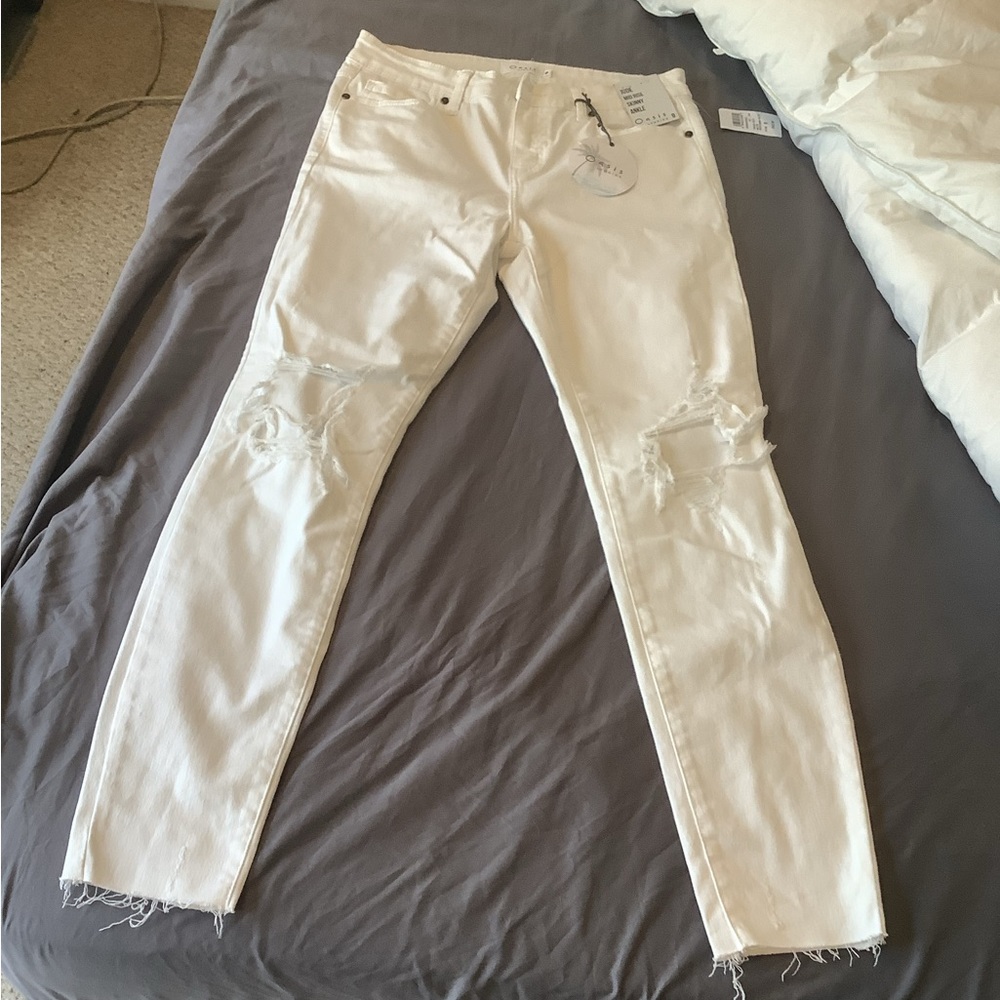 White ripped jeans